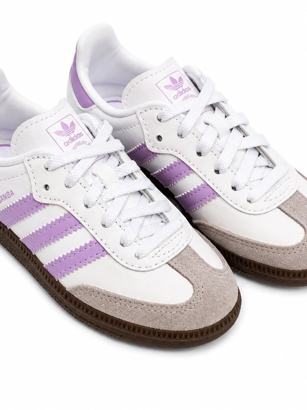 Adidas Samba OG CF EL I Kids Sneakers White Purple Gum Size 8K NEW